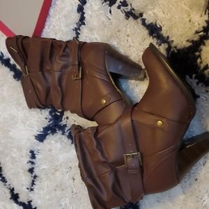 Brown high heel boots